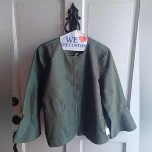 Lafayette 148 Iridescent Olive Green Flared Sleeve Jacket